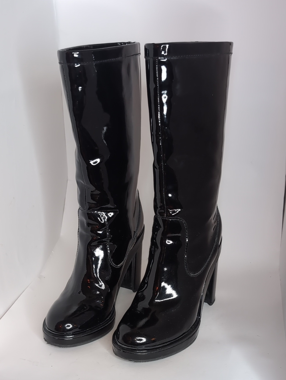 Jil Sander Black Patent Knee-High Platform Boots
